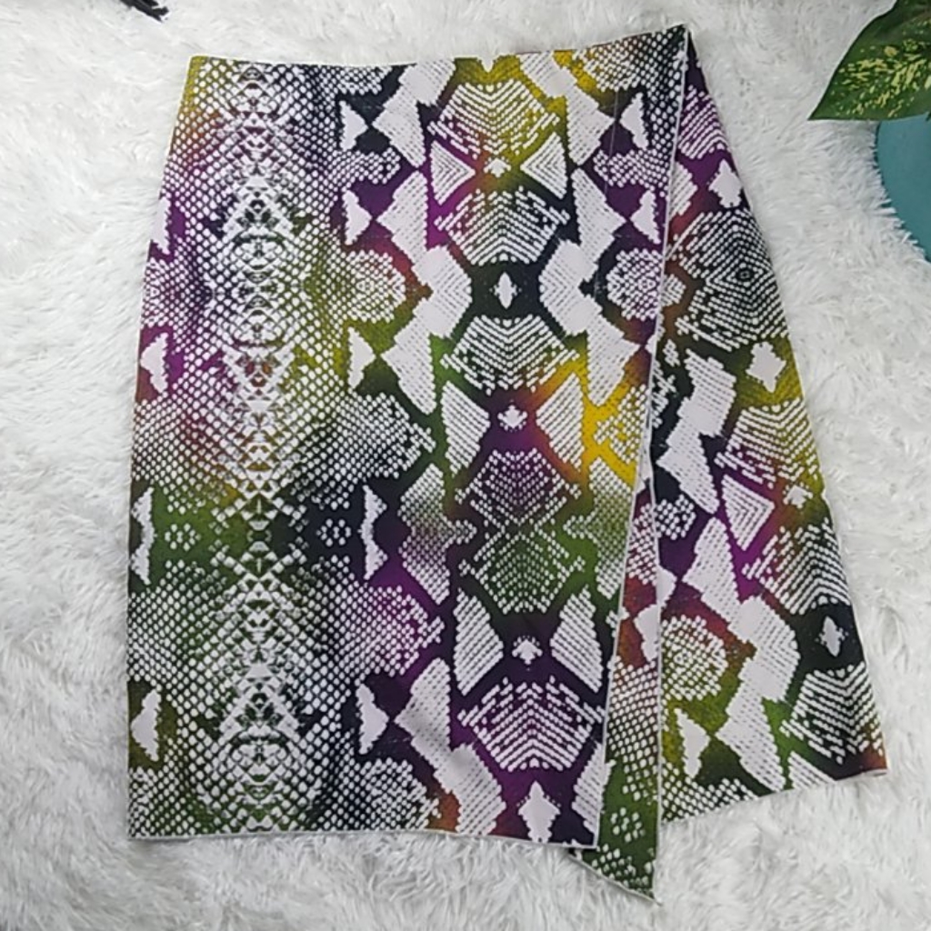 Vibrant Python Print Wrap Skirt